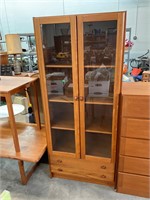 Dominos Danish Modern Glass Front Bookcase Cabinet