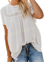 Women's White Pullover Loose Top  LG.