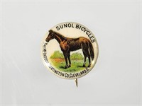 ANTIQUE CELLULOID SUNOL BICYCLES PINBACK BUTTON