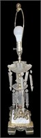 Glass Boudoir Lamp with Hanging Crystals