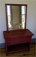 Red Two Drawer Dresser With Mirror