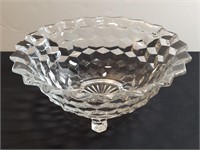 Jeannette Fostoria Cubes Pattern Footed Bowl