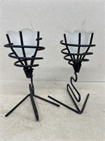 Heavy wire candleholders