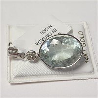 $2400 14K  Aquamarine(8.2ct) Diamond(0.15ct) Penda