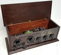 3-Tube Battery Set Radio in 21" Wood Case