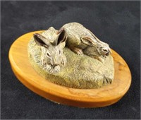Vintage Hamilton Collection Audubon Bronze Rabbits
