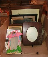misc. picture frames including pink Flamingos