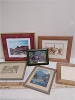 Group of framed artwork