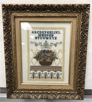 Framed ABC Embroidery, Measures 17in x 20in