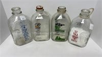 (4) glass half gallon milk bottles