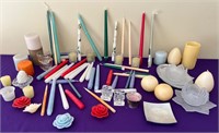 Collection of Candles: Tapers, Votives + Holders