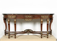Large Carved Italian Console Table w/Marble Top