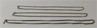 3 Unisex Silver Chain Necklaces