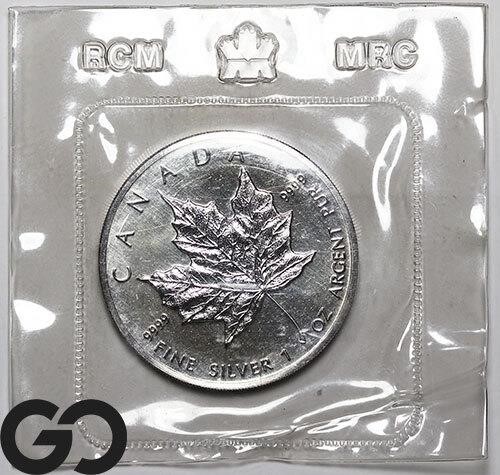 1988 1oz Canadian Silver Maple, 5 Dollars