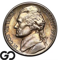 1939-D Jefferson Nickel, Lustrous Gem BU