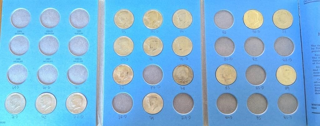 Album of Kennedy Half Dollar coins. In case