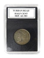 1835 U.S. half cent, AU-50