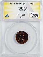 1941  Lincoln Cent   ANACS PF-64 RB