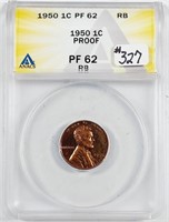 1950  Lincoln Cent   ANACS PF-62 RB