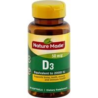(3) Nature Made Vitamin D3 Softgels Pk, 90ct, 2000
