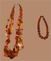 2 Vintage Amber necklaces