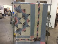 64" x 82" BLUE AND PINK QUILT