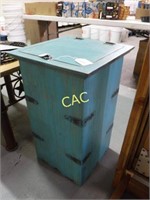 28"x17"x17" Turquoise Distressed Trash Container
