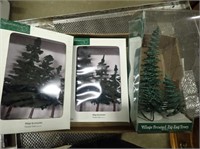 Dept. 56 (2) Flocked Trees & (1) Zigzag Tree