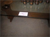 Glass top table , wood base