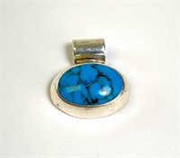Vintage Sterling Turquoise Pendant 10 Grams