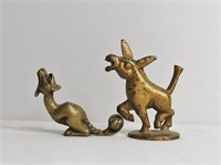 2 Vintage Figural Bottle Openers - Cat & Donkey