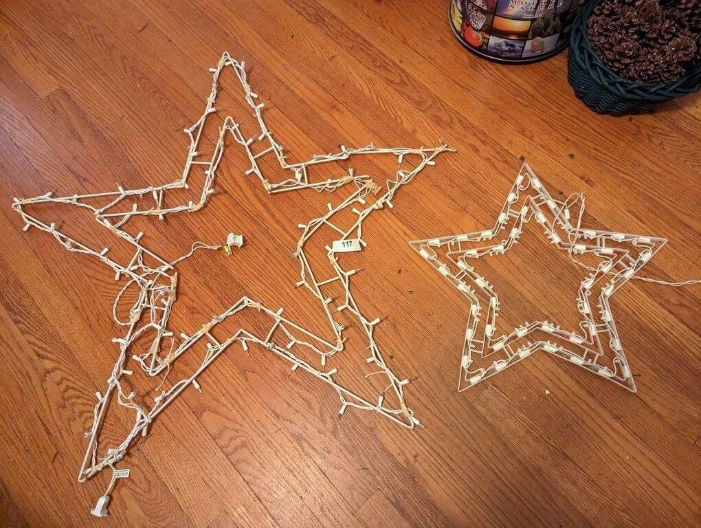 Large & Small White Light Up Christmas Stars