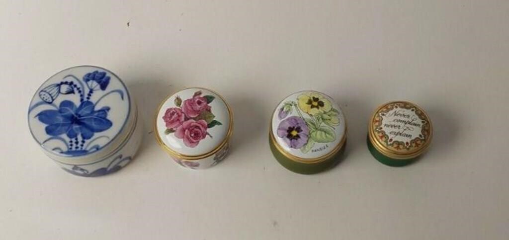 4 Ceramic/Enamel Trinket/Pill Boxes U16B