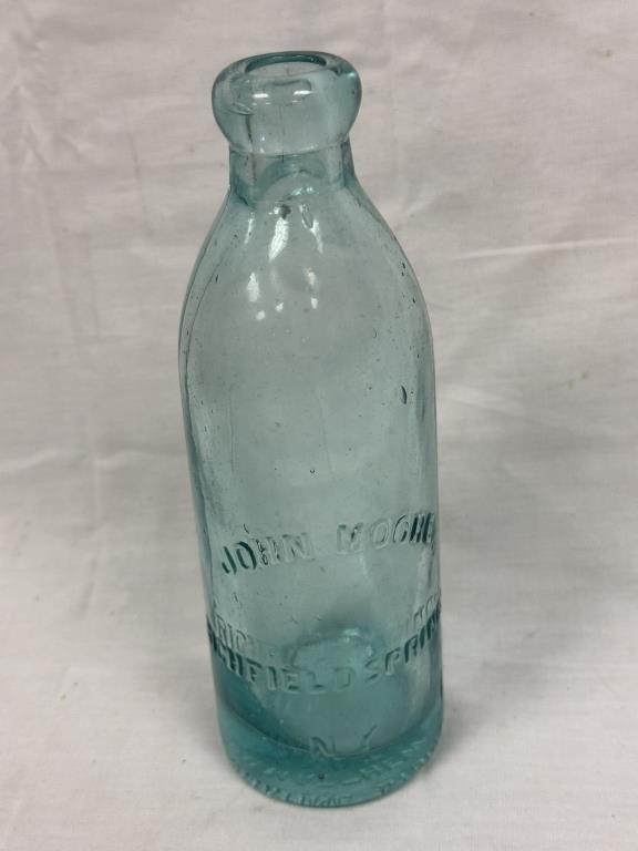 Antique Blob Top Blue Bottle - John Moore N.Y.