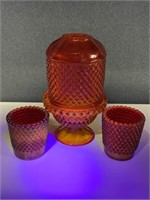 VTG 2 Ruby Red Hobnail Votive Candle Holders &