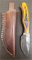 Custom 7" Skinning Knife. Damascus Blade, Dyed