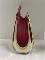 Vintage Murano Glass Sommerso Vase, Ruby and