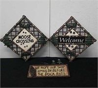12x12-in moose Crossing and welcome decor and 9x