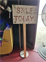 Double Sided Metal "SALE TODAY " Vtg Steel Sign
