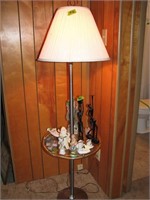 Lamp table with misc home decor