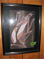 Framed African drawing on linen?