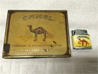 OLD CAMEL CIGARETTE TIN & CAMEL LIGHTER