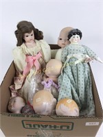 Box lot of porcelain dolls