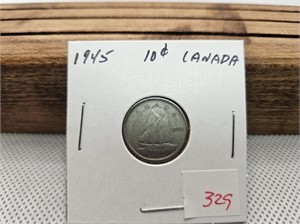 1945 CANADA 10 CENT COIN