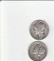 Two 90% Silver US Ten Cent Coins