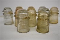 10 GLASS INSULATORS - 4"H - DOMINION