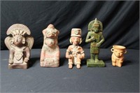 3 Mexican Pottery Figures, Egyptian Figure, Vase