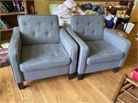 Pair Plush Gray Living Room Chairs