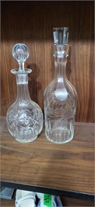 Crystal and glass decanter tallest 12"h