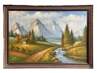 Oil on Canvas Landscape Nature Scene Signed Rogers